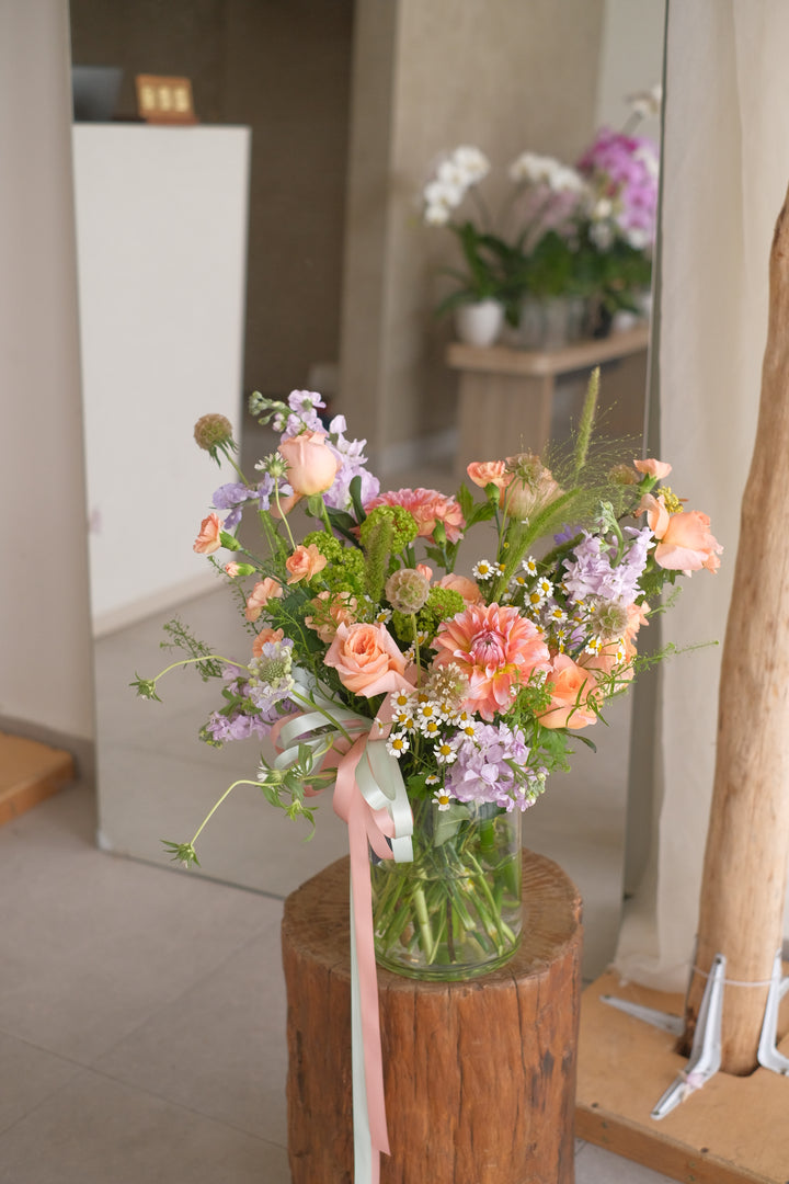 Unique Omakase floral arrangement with pastel tones – Penang florist Mother’s Day exclusive from Bamboo Green Florist