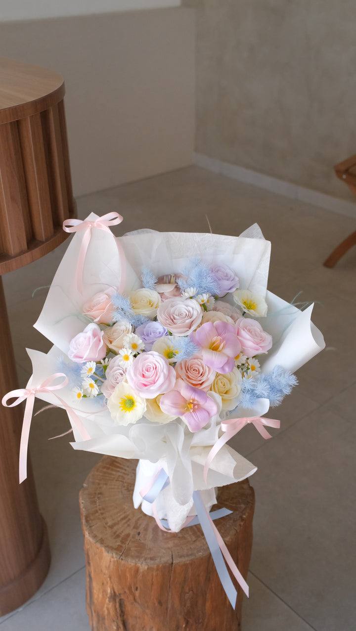 sweet candy soap flowers in Bamboo Green Florist, your trusted florist in Penang Bukit Mertajam. Order same day delivery available.