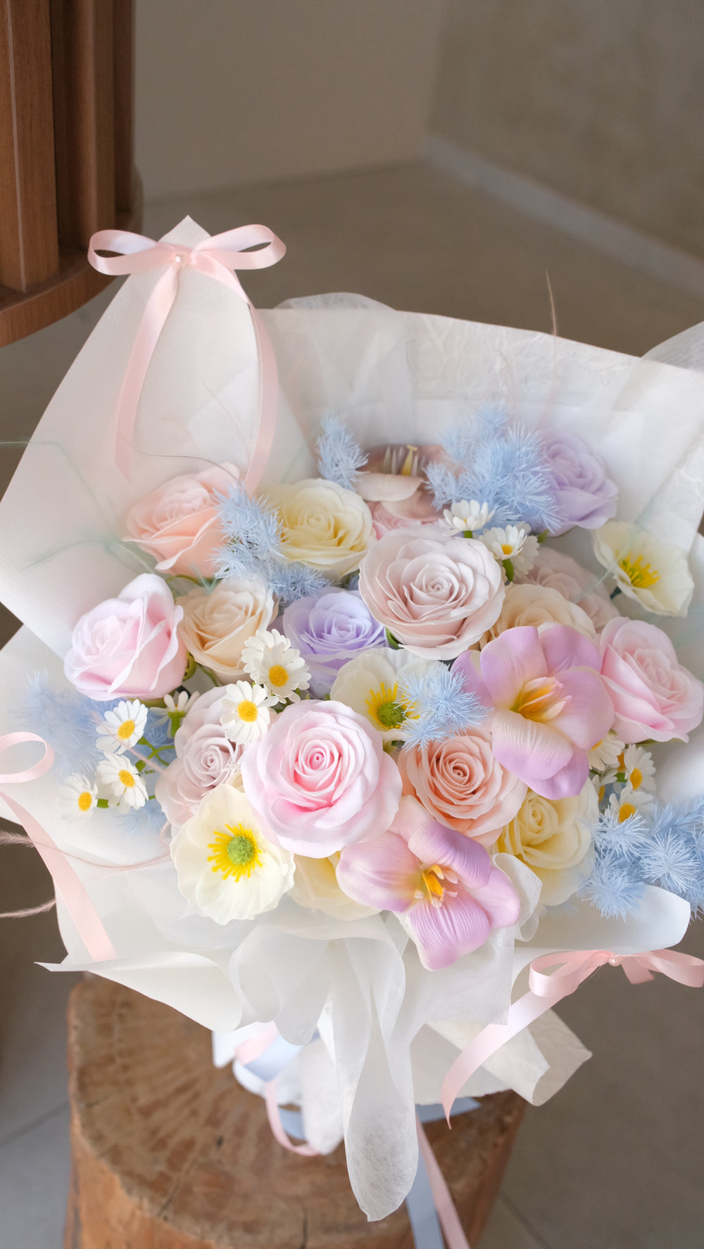 sweet candy soap flowers in Bamboo Green Florist, your trusted florist in Penang Bukit Mertajam. Order same day delivery available.