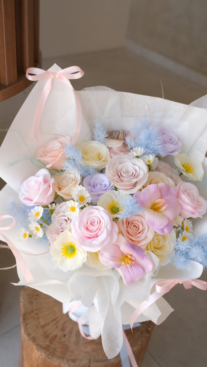 sweet candy soap flowers in Bamboo Green Florist, your trusted florist in Penang Bukit Mertajam. Order same day delivery available.