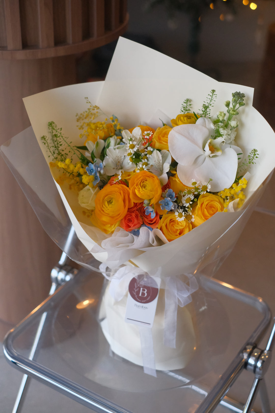 Vibrant Mixed Bouquet | Yellow, White & Orange Blooms | Fresh & Cheerful Floral Arrangement | Online Penang Florist | Same-Day Delivery