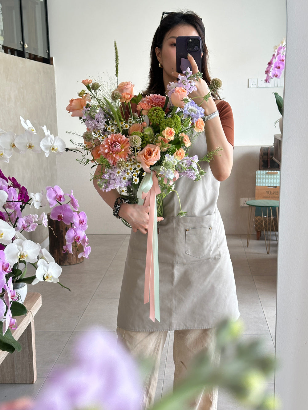 Handcrafted Omakase flowers in soft seasonal palette – Aurelia by Bamboo Green Florist, Penang delivery