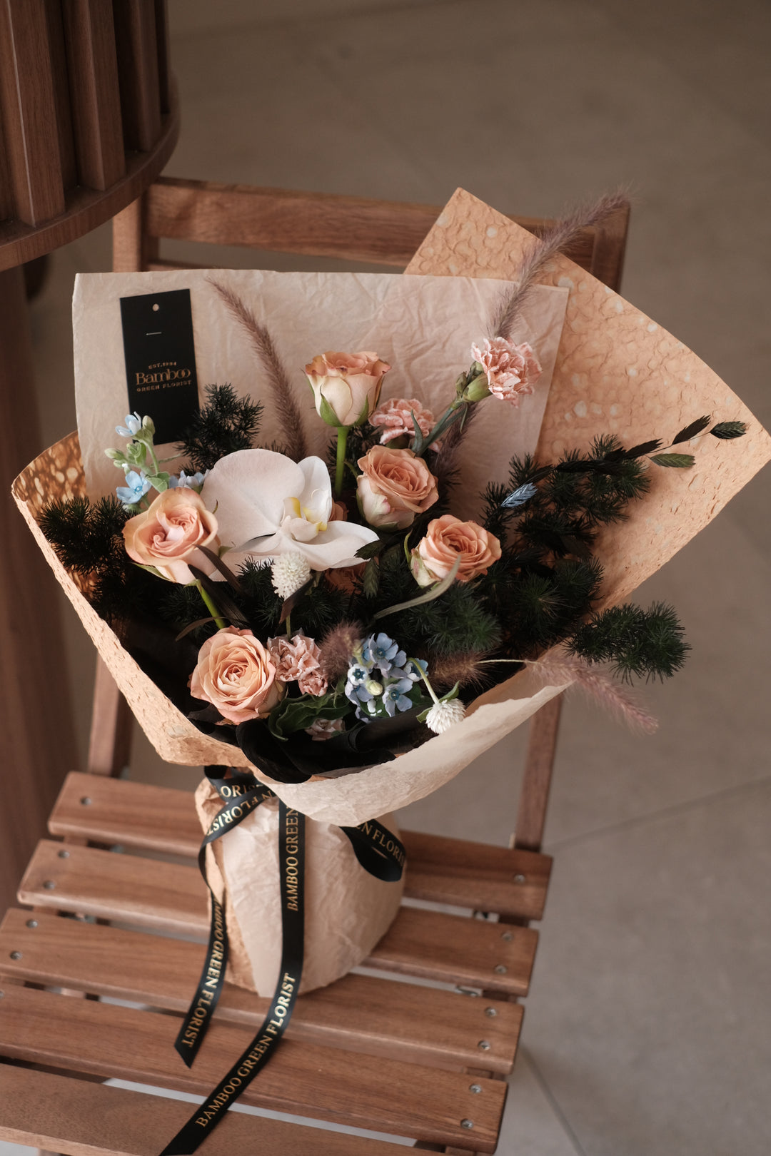 Roasted Toasted Brown Bouquet | Flowers of the Day | Wrapped in Elegant Art Paper | Fresh & Stylish Arrangement | Online Penang Florist | Same-Day Delivery