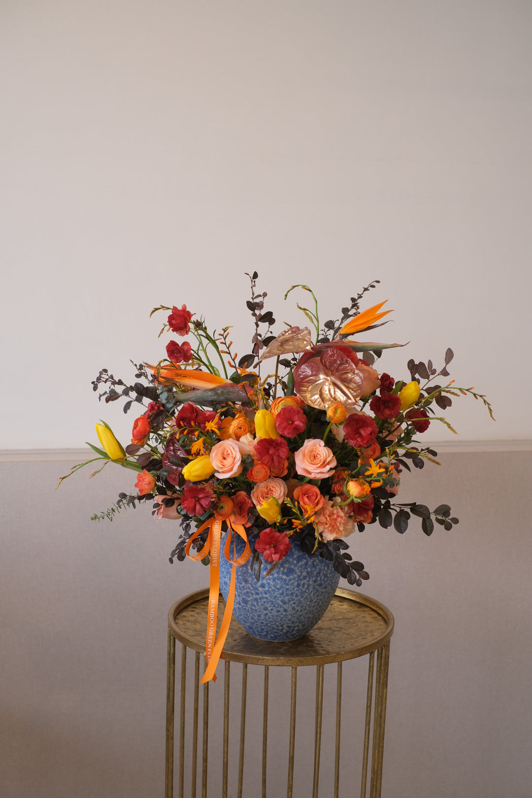 A curated Omakase floral design celebrating Malay heritage, presented in artisan ceramic pots. Ideal for luxury gifting & festive elegance. Enquire now.