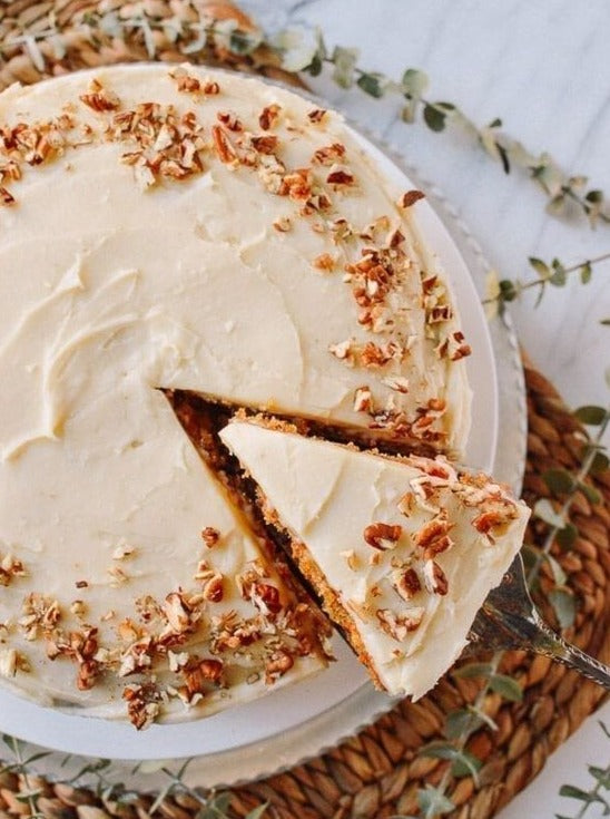 A classic southern cake filled with banana, pineapple, and pecans, and Classic Southern cake with banana, pineapple, and pecans, topped with cream cheese icing. Order from Bamboo Green Florist for delivery in Penang!