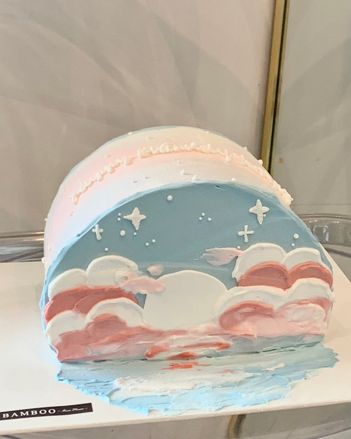 6-inch half-round 'Sea of Stars' cake by Bamboo Green Florist – a mesmerizing celestial-themed treat for any celebration in Penang. Order now for delivery!