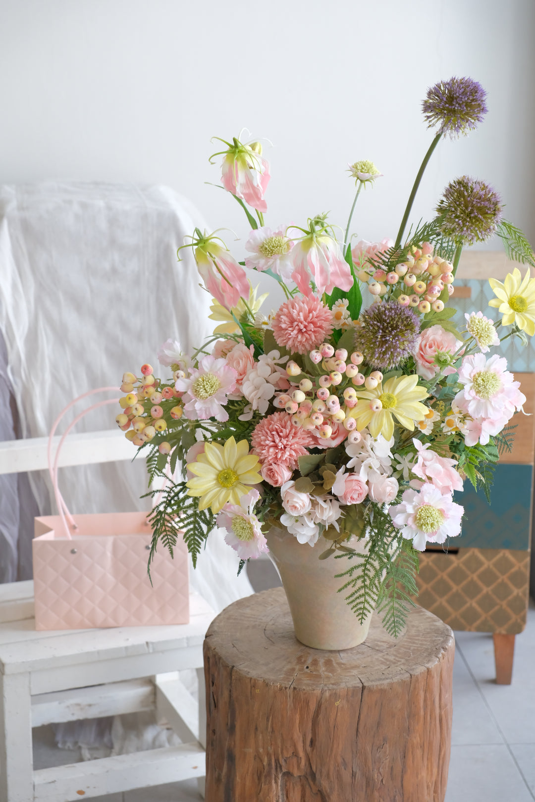 artificial flowers in porcelain pot delivery in penang