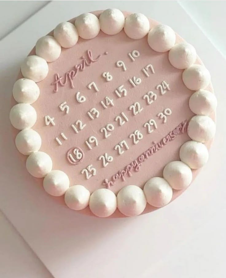 Calendar Theme Cake