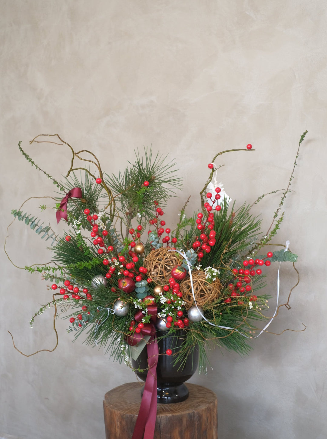 Holiday Blossom Elegance- Christmas flowers Table Centrepeice