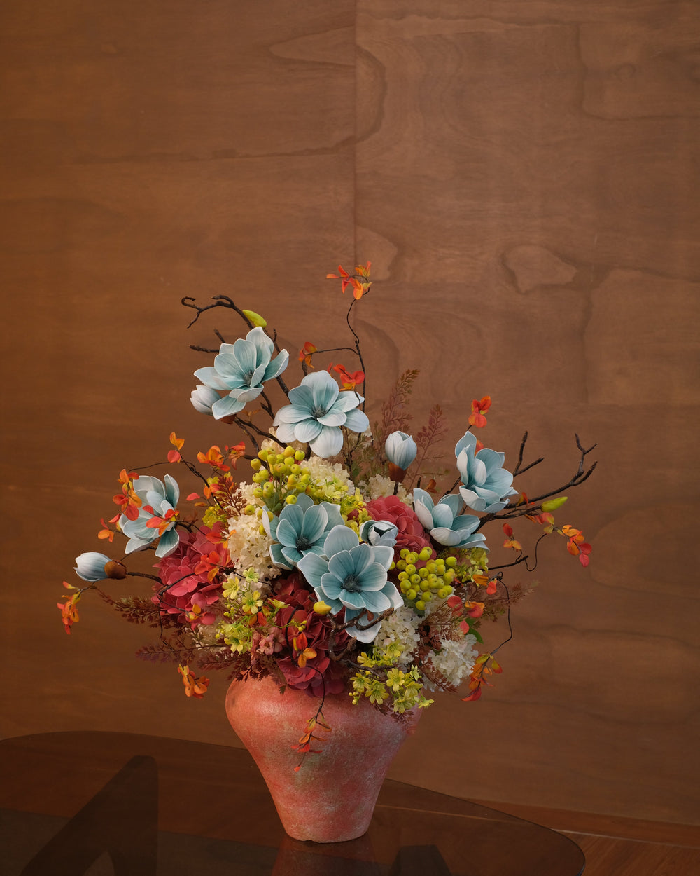 Lunar Ode 明月繁星 premium artificial Chinese New Year décor in orange ceramic pot