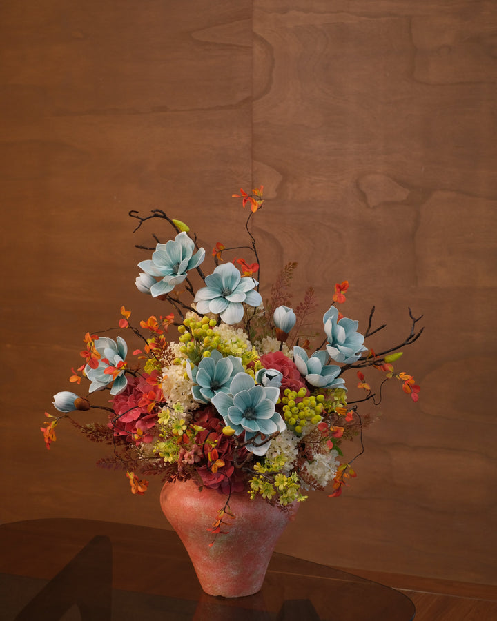 Lunar Ode 明月繁星 premium artificial Chinese New Year décor in orange ceramic pot