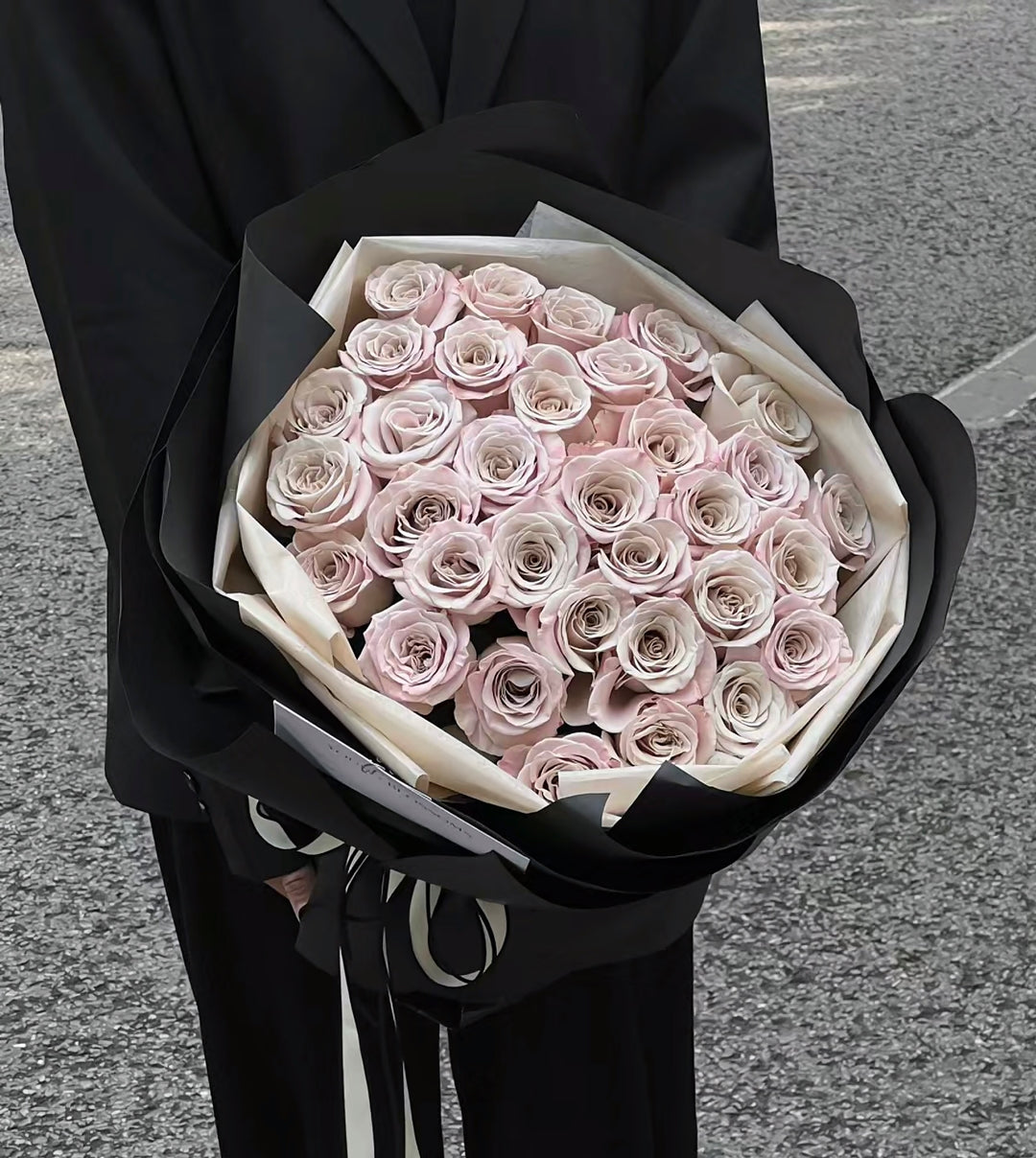 pink roses wrap with love by Bamboo Green Florist in Bukit Mertajam. Order now and deliver in same day