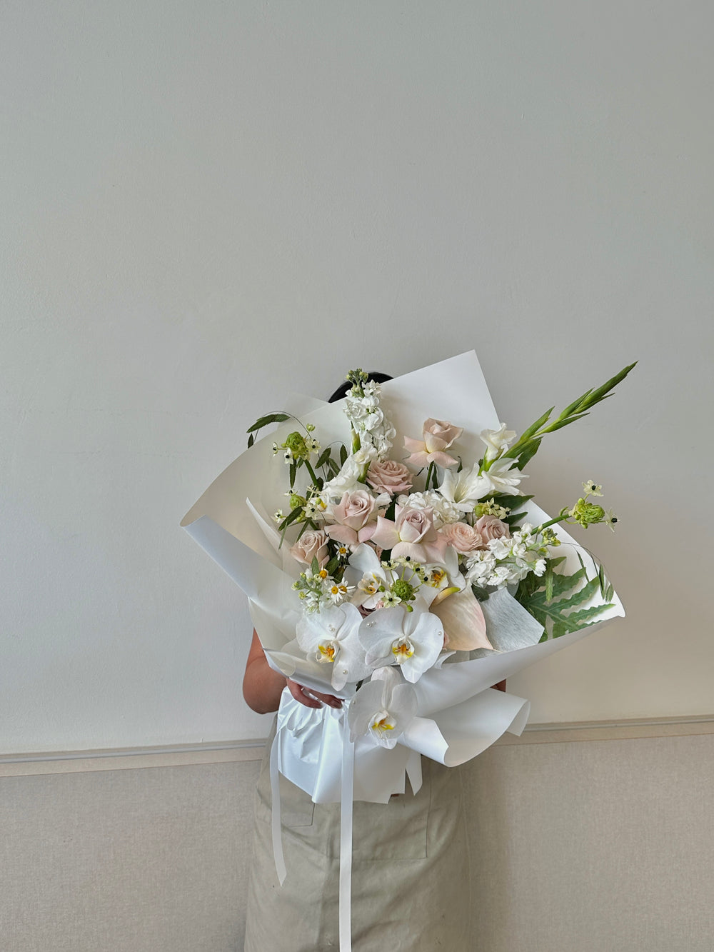 omakase modern muse neutrals bouquets in penang delivery and bukit mertajam
