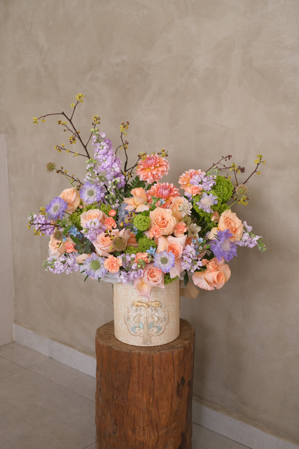 Unique Omakase floral arrangement with pastel tones – Penang florist Mother’s Day exclusive from Bamboo Green Florist