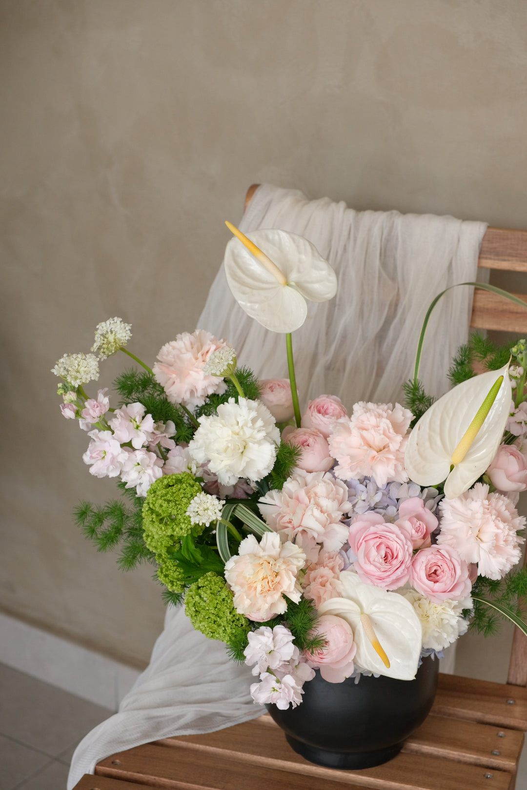 Zen-style garden-modern flower arrangement, architectural floral art for Mother's Day gift 2026.