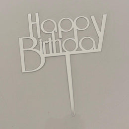 Happy Birthday Cake Topper (Silver)