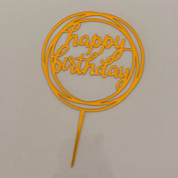 Happy Birthday Cake Topper (Gold)