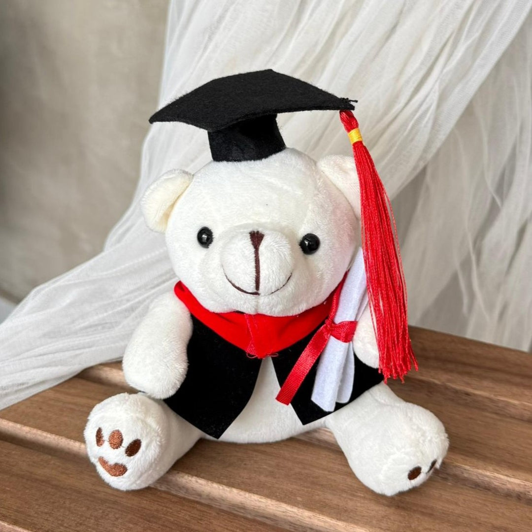 White graduation bear plushie 16cm