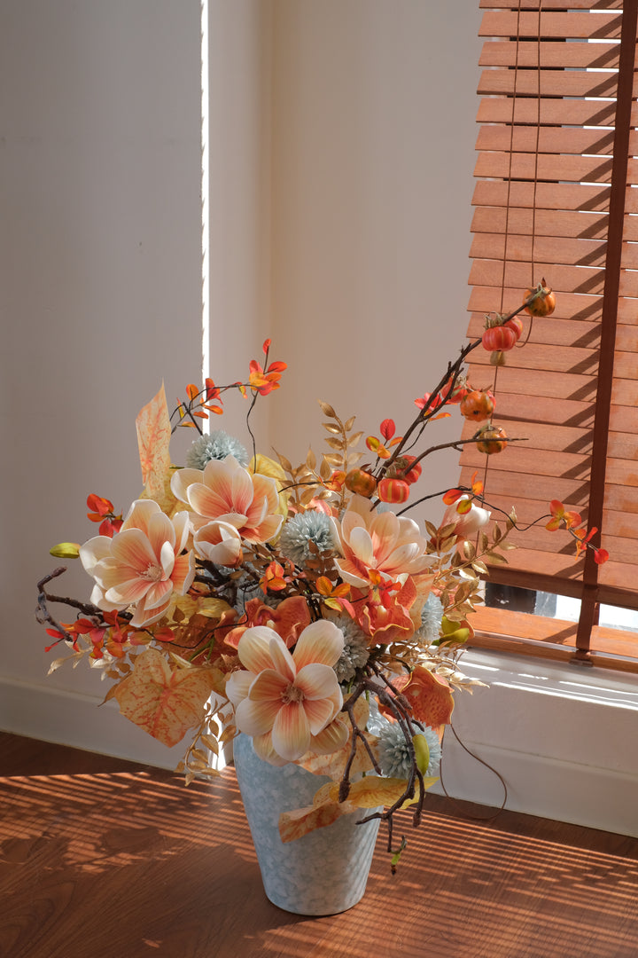 A close-up focusing specifically on the Small Pumpkins. The lighting should make them look round, full, and cute.