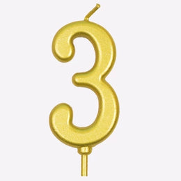 Gold number candle 3