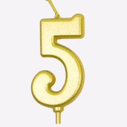 Gold number candle 5