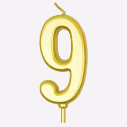 Gold number candle 9