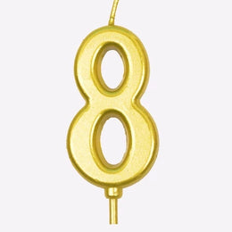 Gold number candle 8