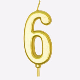 Gold number candle 6