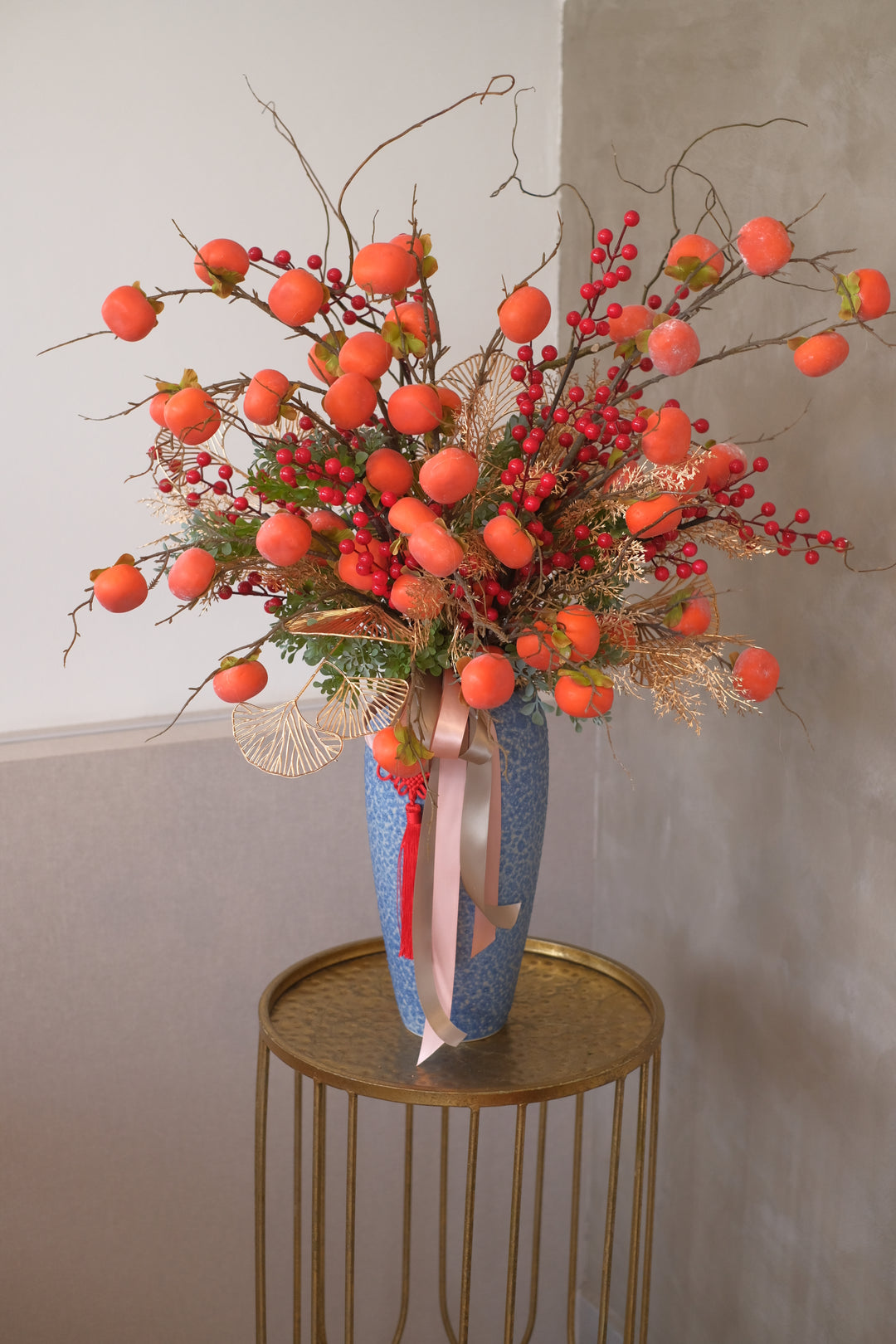 persimmons cny flowers in porcelain pot delivery penang