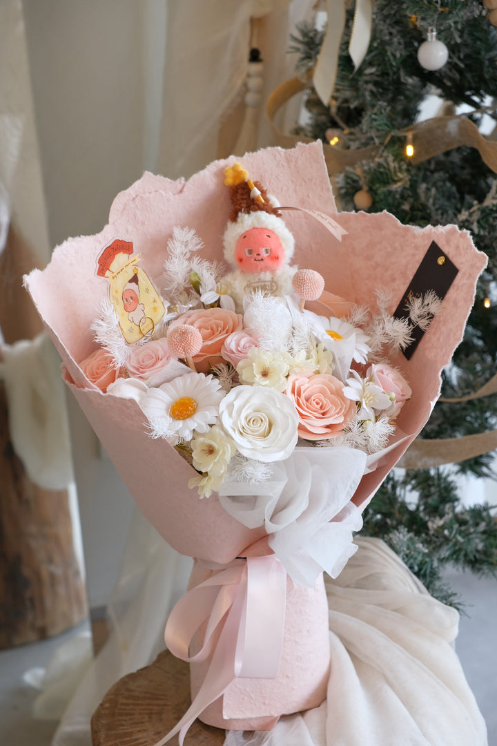 Sweet Cream plush soap flower bouquet cute gift in Penang