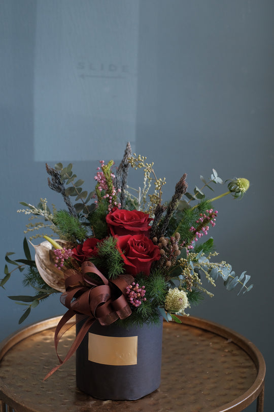 Holly Jolly Christmas Fresh Flowers Arrangement by Bamboo Green Florist, Penang Floral Artisan