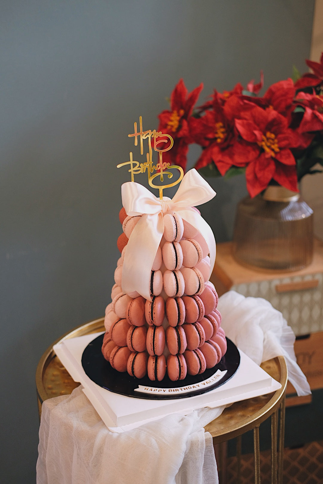 6 tiers chocolate flavored macarons. Cakes in Penang. Cake delivery in Penang.