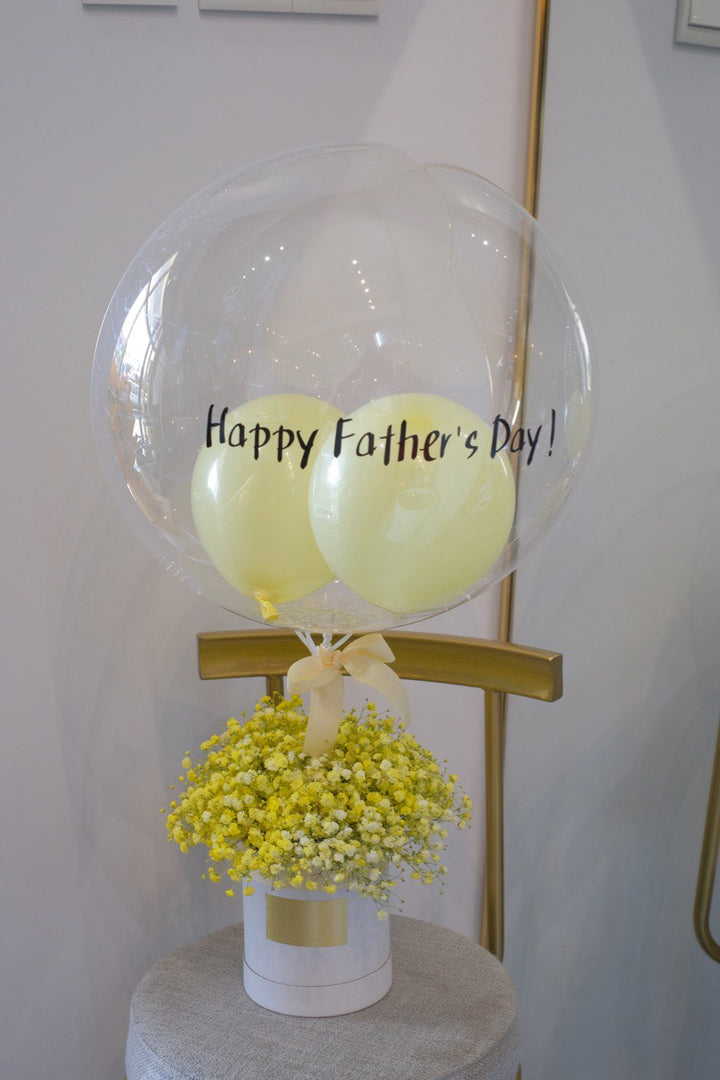 Balloon with baby breath nestled around, a charming gift for any occasion. Order online from Penang florist with same-day delivery available!