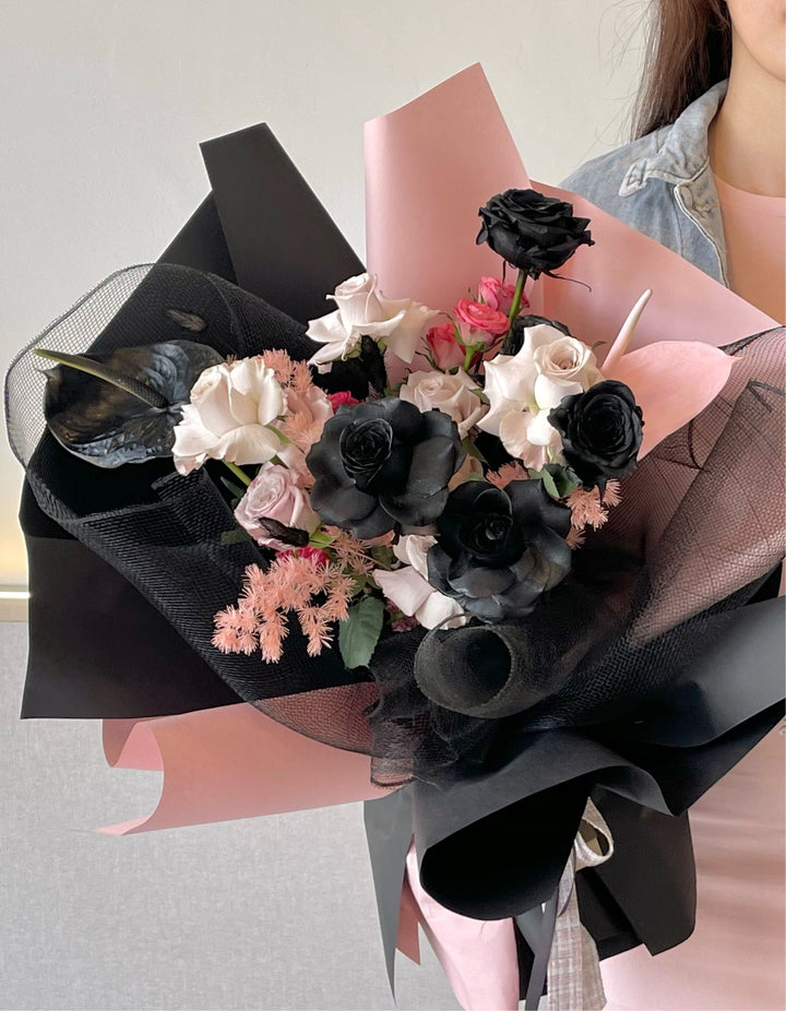 Omakase Black Pink Flower Bouquet in Penang delivery