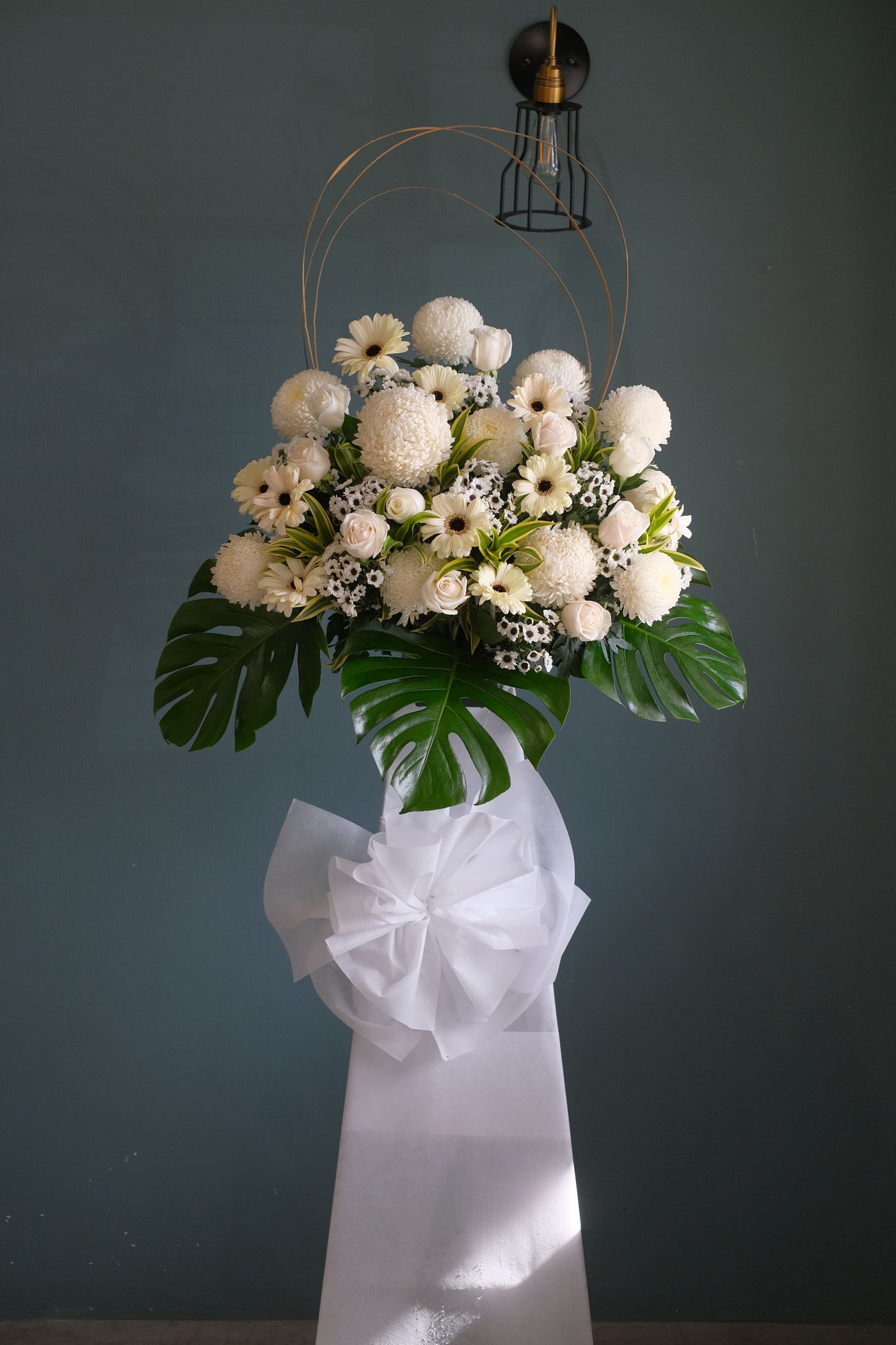 condolences flower penang, white chrysanthemum, florist online same day delivery flower